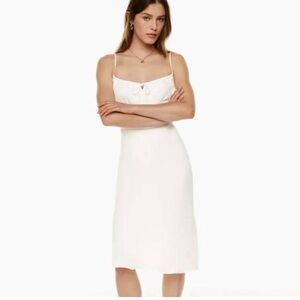 Aritzia Wilfred Cream Smocked White Bellow Midi Dress 4